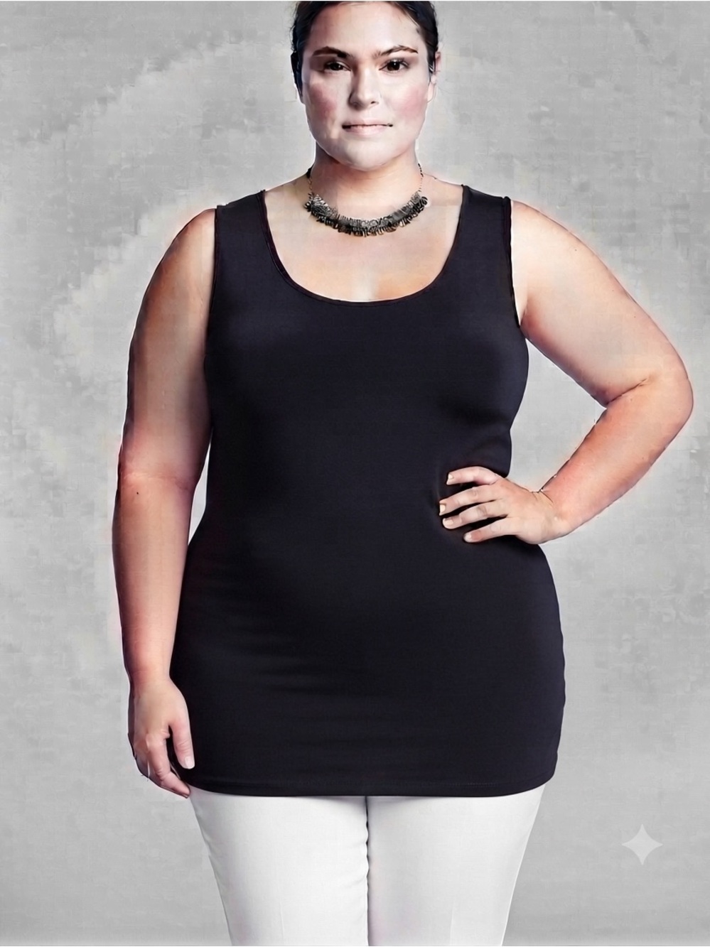 JUST MY STYLE Black Sleeveless Scoop Neck Tank Top 5x